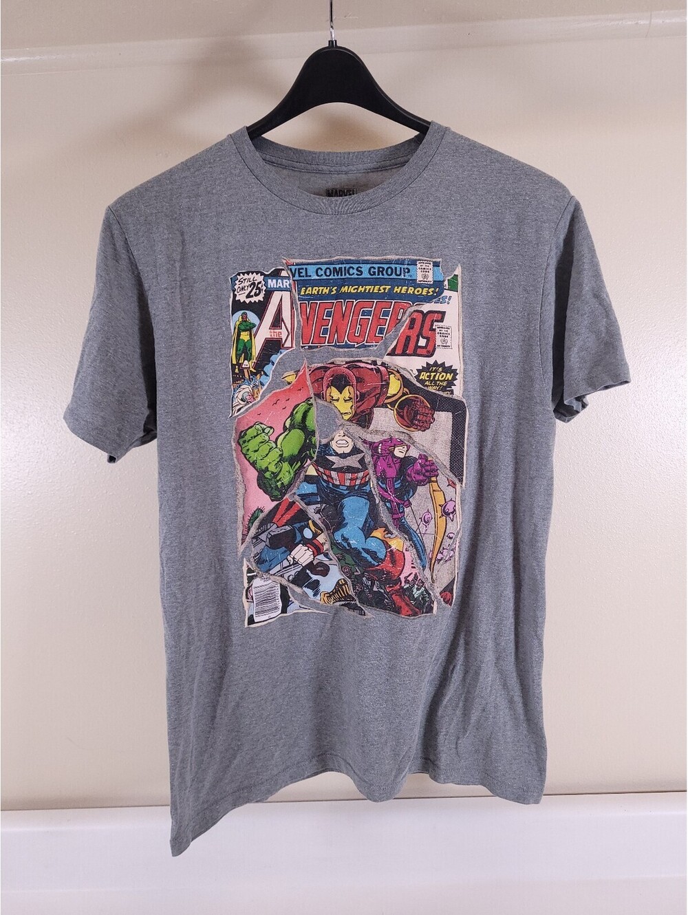 Marvel avengers t shirt mens large gray comic book graphic t shirt